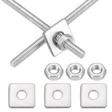 M3x500mm Fully Threaded Rod,2Set 201 Stainless Steel Rod with Nut Square Washer