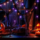 Halloween Purple Orange String Light with Black Creepy Cloth, 50LED 16Ft Gothic 