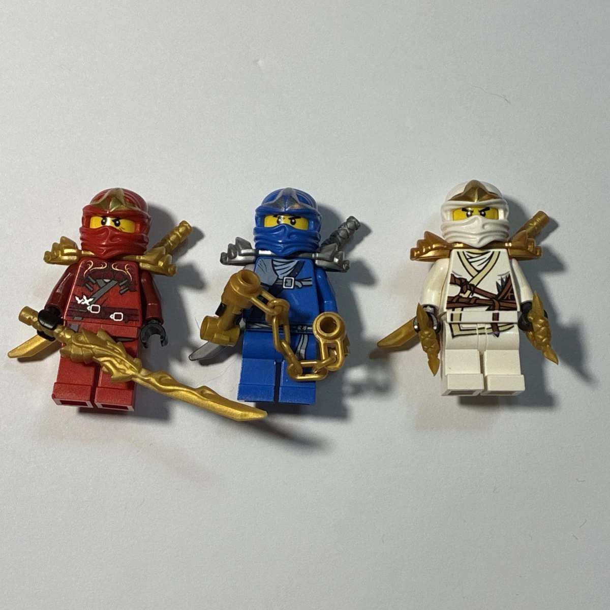 LEGO Ninjago Minifigures Lot. Jay, Kai, Zane, ZX + Weapons, RARE