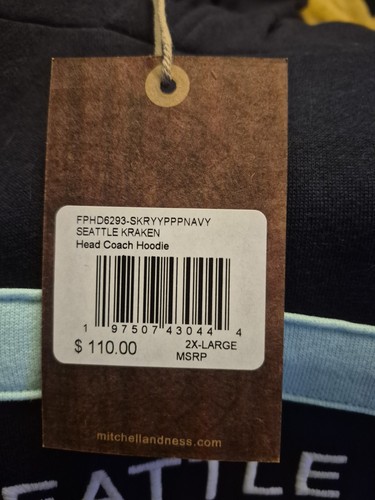 Mitchell & Ness Seattle Kraken Head Coach Hoodie Herren 2XL neu mit Etikett NHL UVP $ 110 - Bild 6 von 7