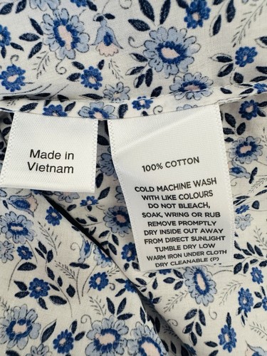 Sportscraft Liberty Shirt Size 12 Blue Pink White Floral Button Up Collar Cotton - Picture 12 of 12