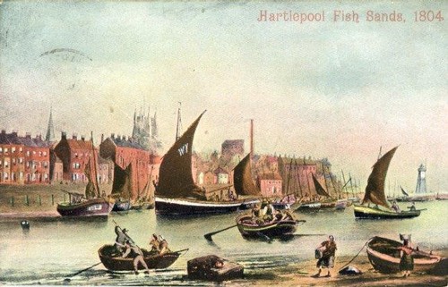PRINTED POSTCARD OF HARTLEPOOL FISH SANDS, COUNTY DURHAM - Picture 1 of 2