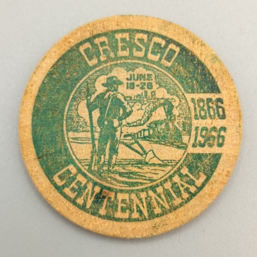 1966 Cresco, IA Centennial Wooden Nickel Token Coin 5¢ IA Vintage 60s HTF