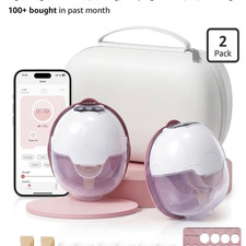 MuliVid Hands-Free Wireless App Double Electric Breast Pump 2 Pack w/Case