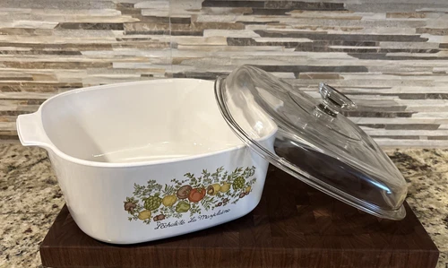 VTG Corningware A-5-B  L'Echalote La Marjolaine 5 Liter Spice of Life PYREX Lid