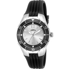 Invicta Women's Watch Angel Silver and Black Dial Silicone Strap Quartz 17482