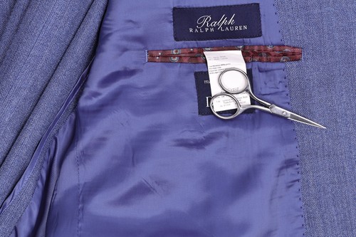 Ralph Ralph Lauren Blazer Blue Silk/Wool Herringbone Deconstructed Blazer 50L - Picture 5 of 13
