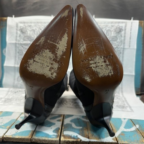 Donald J. Pliner halbhohe schwarze Leder- & Textildetails/Stiefeletten Damen 8,5 M - Bild 9 von 12