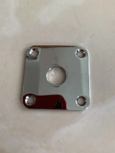 Genuine Gibson Metal Guitar Input Jack Plate Cover Les Paul Chrome Silver