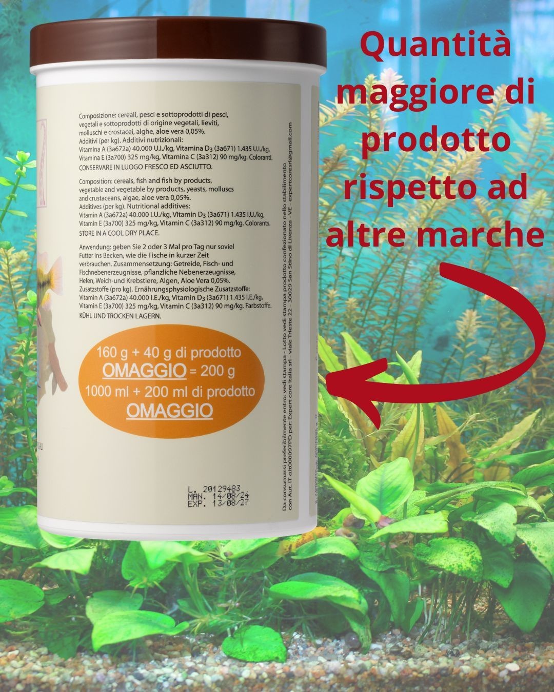 Mangime in scaglie per pesci d'acquario - 1000 ml + 200 ml omaggio foto 6