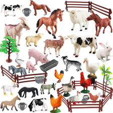 Realistic Farm Animal Figures Toys, 44 Pcs Plastic Farm Figurines Playset Includ