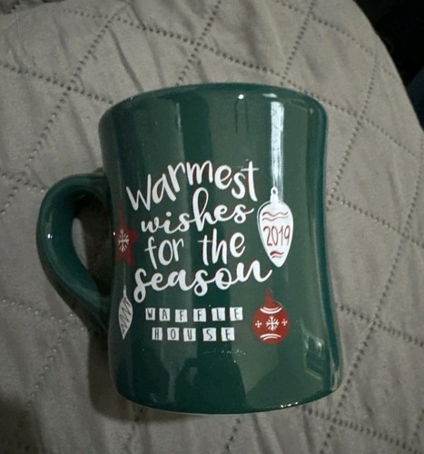 Waffle House Christmas Coffee Mug 2019 Warmest Wishes for the Season GREEN - Picture 1 of 3