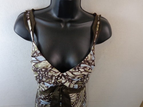 ETCETERA Kleid Damen 8 blau braun 100% Seide Spaghettiträger neu mit Etikett - Bild 2 von 13