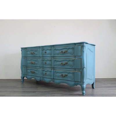 1970s French Provincial Light Blue Dresser of Nine Drawers, French Dresser  | eBay