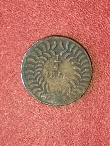 1856 Chihuahua ¼ Real KM#342 – Copper Cuartilla, Archer with Visible Face - Picture 7 of 8