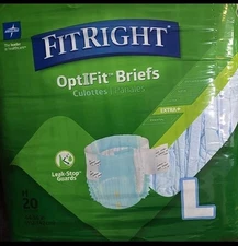 MedLine FitRight OptiFit Briefs 20 Pack Large Extra+ Adult Diapers Incontinence