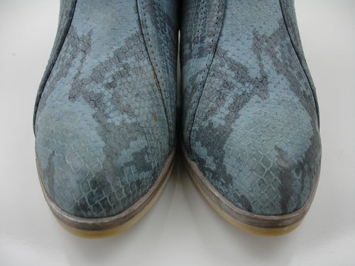 Women's 8.5 9 39 MJUS Blue Snakeskin Embossed Leather Boots Booties Shooties Zip - Picture 9 of 14