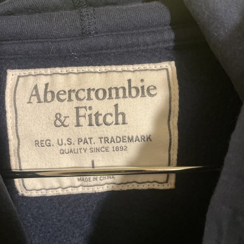 Abercrombie & Fitch Men Sweatshirt Small Blue Hoodie Moose Logo Stitch - Picture 2 of 3