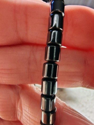 Collar de Hematita Natural Modernista Declaración Geométrica 17" Cierre de Barril - Imagen 18 de 24