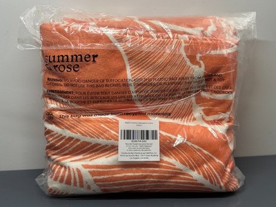 SUMMER & ROSE Outdoor Terry Roundie Blanket Floral Orange White Soft Beach Towel