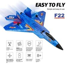 F22 2.4G RC Plane Fighter Glider Remote Control Airplane Blue Fixed Wing Glider