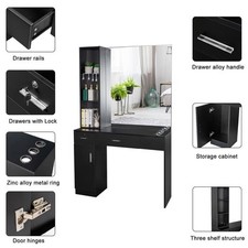 Barber Salon Station Wall Mount Hair Styling Salon Beauty Furniture  Mirror Set