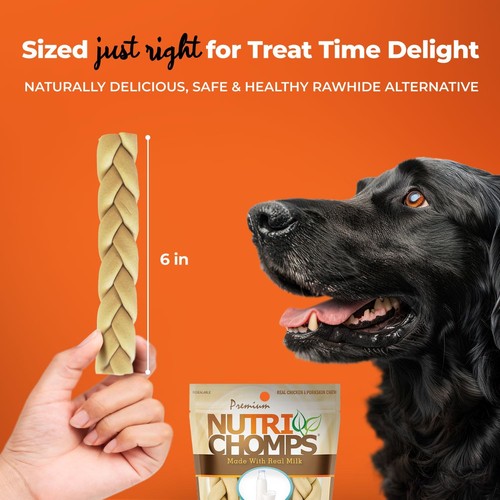 NutriChomps Dog Chews- 6-inch Braids,Easy to Digest, Rawhide-Free Dog Treats,... - Picture 4 of 7