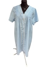 Miss Elaine Waffle Knit Cotton Blend Full Zip Robe Size L Hem  Sleeves Altered