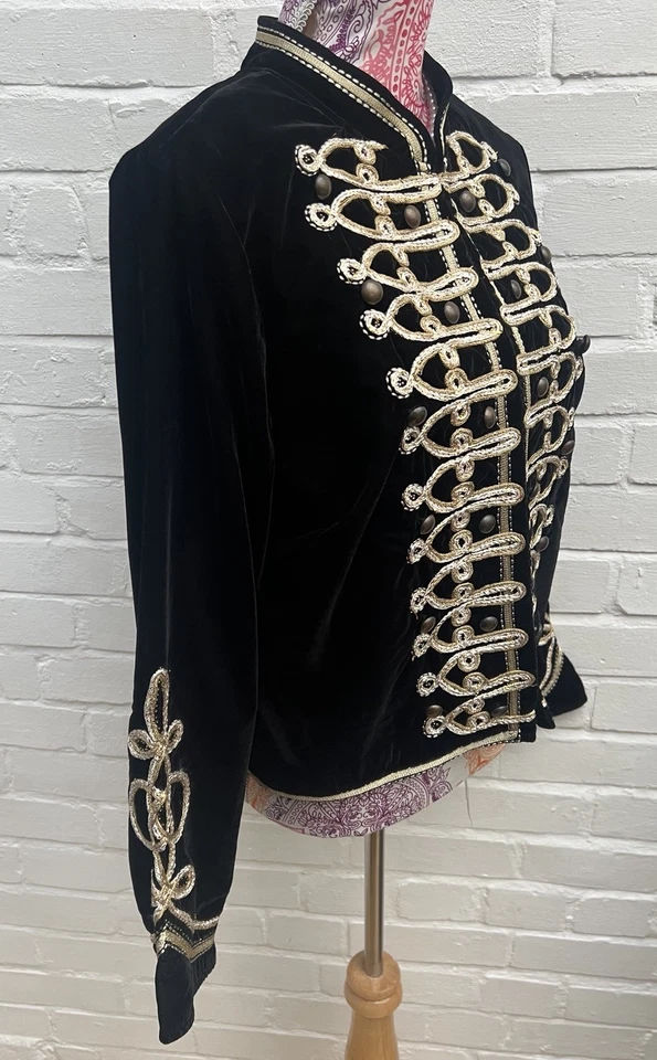 New Monsoon Black Velvet Jacket Military Gold UK 16 Smart Evening - Image 3 of 4