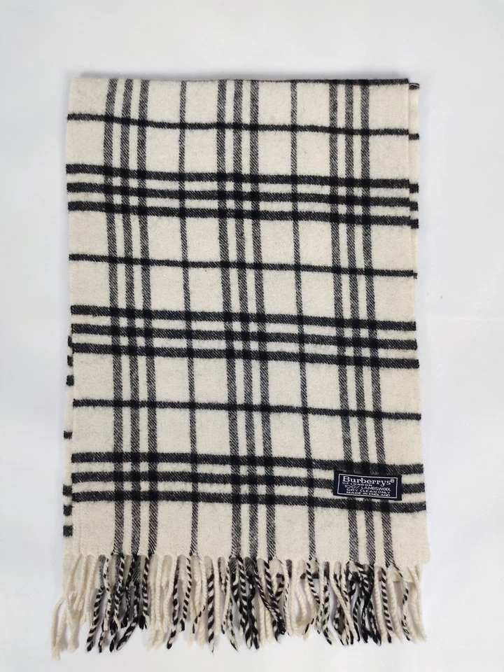 Burberry подлинный винтажный nova чек слоновой кости 100% ягненка шерсти зимний шарф шарфы - Изображение 3 из 4