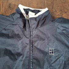 Vintage Tennis Challenge Court Lined Windbreaker Mens Medium - Navy Blue