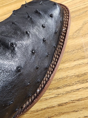 Ariat Bench Made Ostrich Full Quill Sz 11.5 D Black Square Toe Boots - Picture 23 of 24