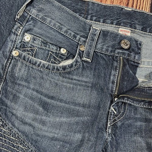 True Religion Jeans Herren 31 x 32 Moto Slim Natural Blue Style 100021 Denim - Bild 8 von 12