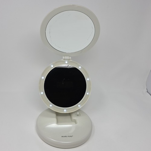 MARY KAY Vtg Lighted LED Double Folding Magnified Vanity Travel Makeup Mirror