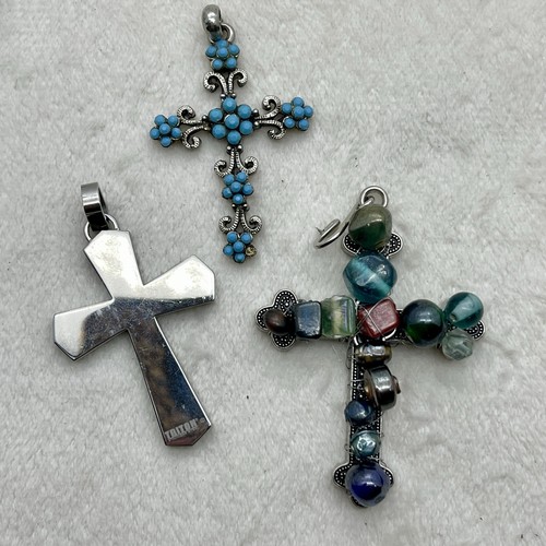 37p Catholic Religious Rosary Stone Crosses Pendants Pins Jewelry Lot Southwest - Picture 15 of 15