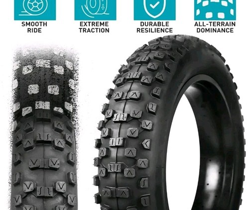Ebike Mountain Bike Tire Heavy Duty 20" x 4" Fat Tire 2-Pack Black - Picture 6 of 7