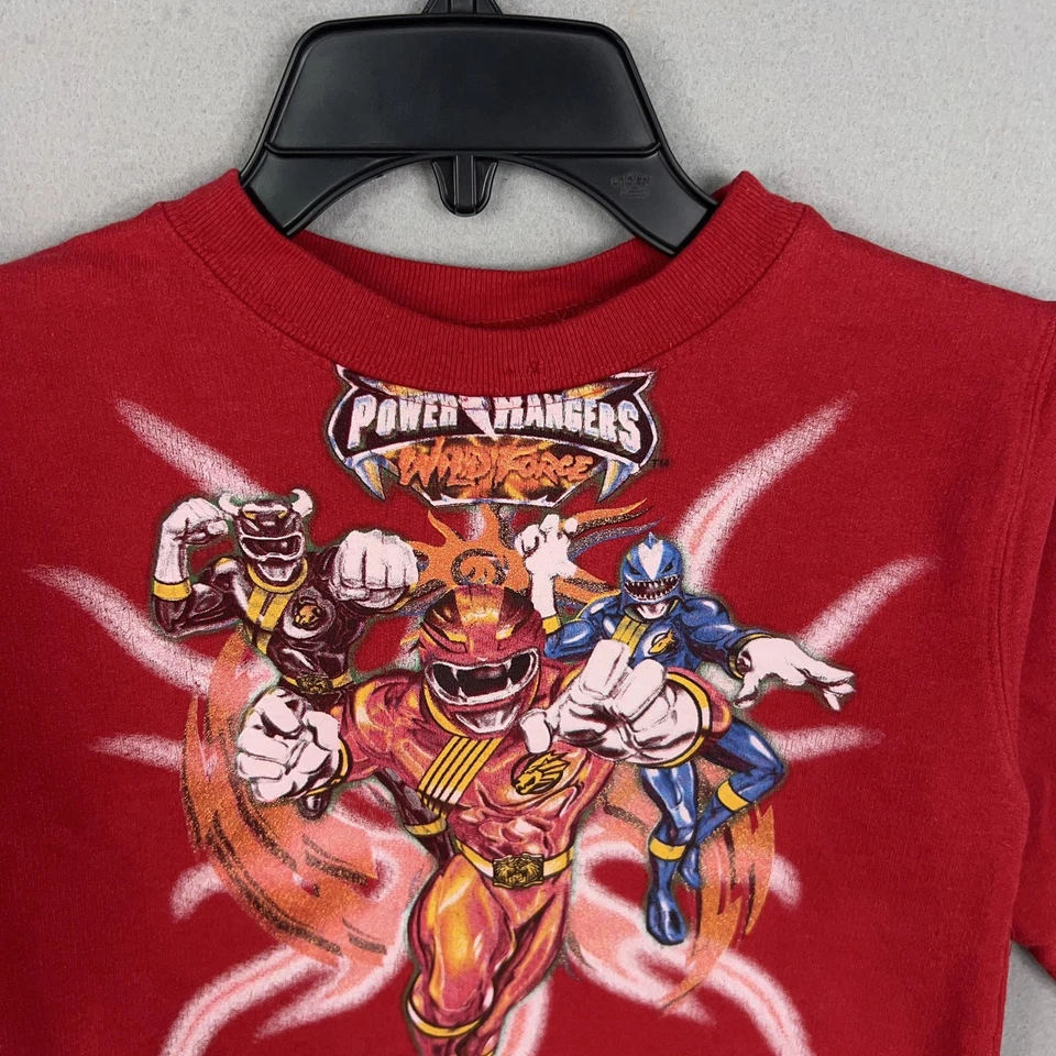 Moletom Power Rangers Wild Force masculino criança 4T vermelho gráfico gola redonda - Imagem 3 de 4