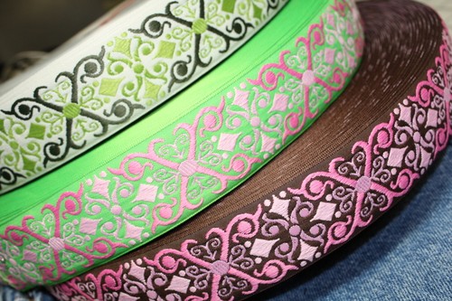 Jacquard Thick Green 1 5/8 in Wide by the yard - Picture 3 of 3