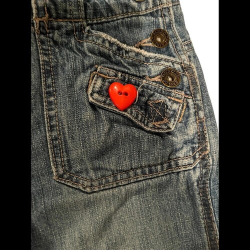Girls Vintage Faded Glory Overalls Sz 7 distressed pants black dog red accents - Picture 5 of 7