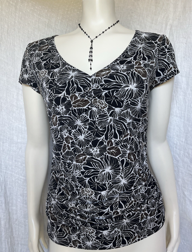 Vintage Y2K 2000s Top Mesh Black Floral Goth Fairy Grunge Career Office Small - Picture 19 of 24