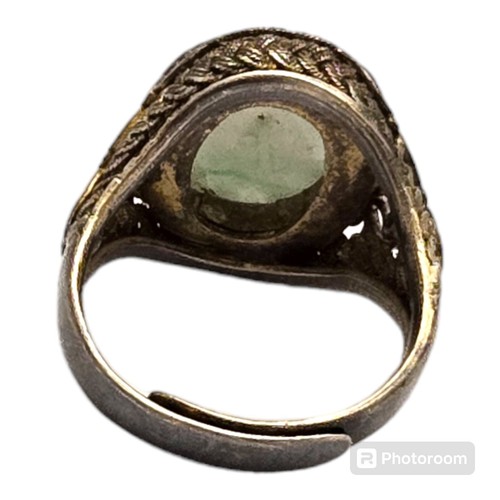 Early 1930s Chinese Carved Jade Cicada Silver Filigree Ringsz7 - Picture 8 of 8