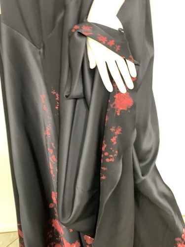 Alexander McQueen Lifetime Gown Dress Black Satin W Red Floral Size 42IT WTags - Picture 10 of 23