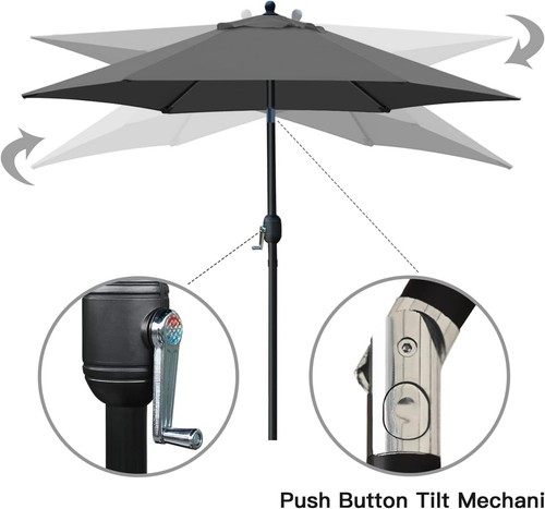Stylish 7.5' Outdoor Market Umbrella - Push Button Tilt & Fade Resistant Fabric - Picture 4 of 9
