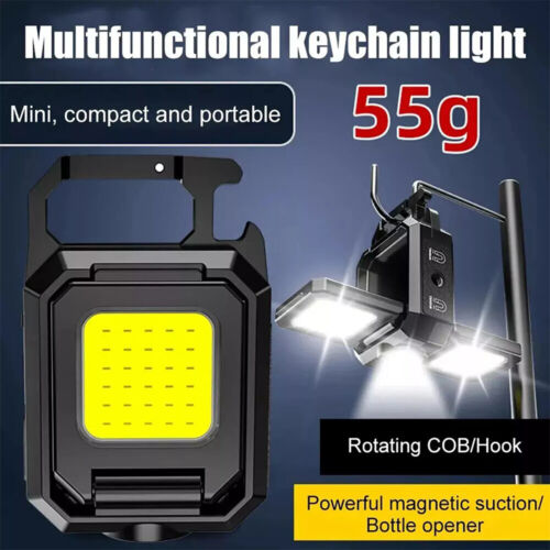 Wiederaufladbare Mini Magnetische Schlüsselanhänger Taschenlampe Kompakt Tasche COB Licht Nacht USA - Bild 6 von 26