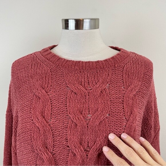 American Eagle Solid Pink Chunky Cable Knit Long … - image 6