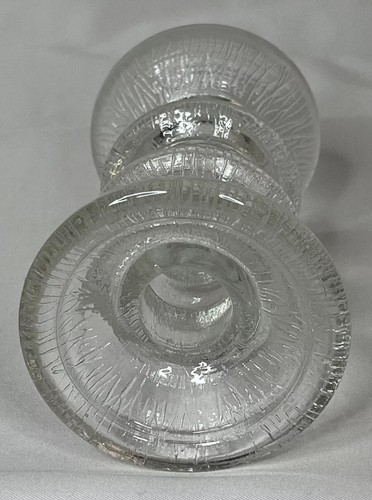 Pukeberg Glass Candlestick 2-Ring Staffan Gellerstedt Sweden 4.75” MCM Ice Glass - Picture 9 of 15