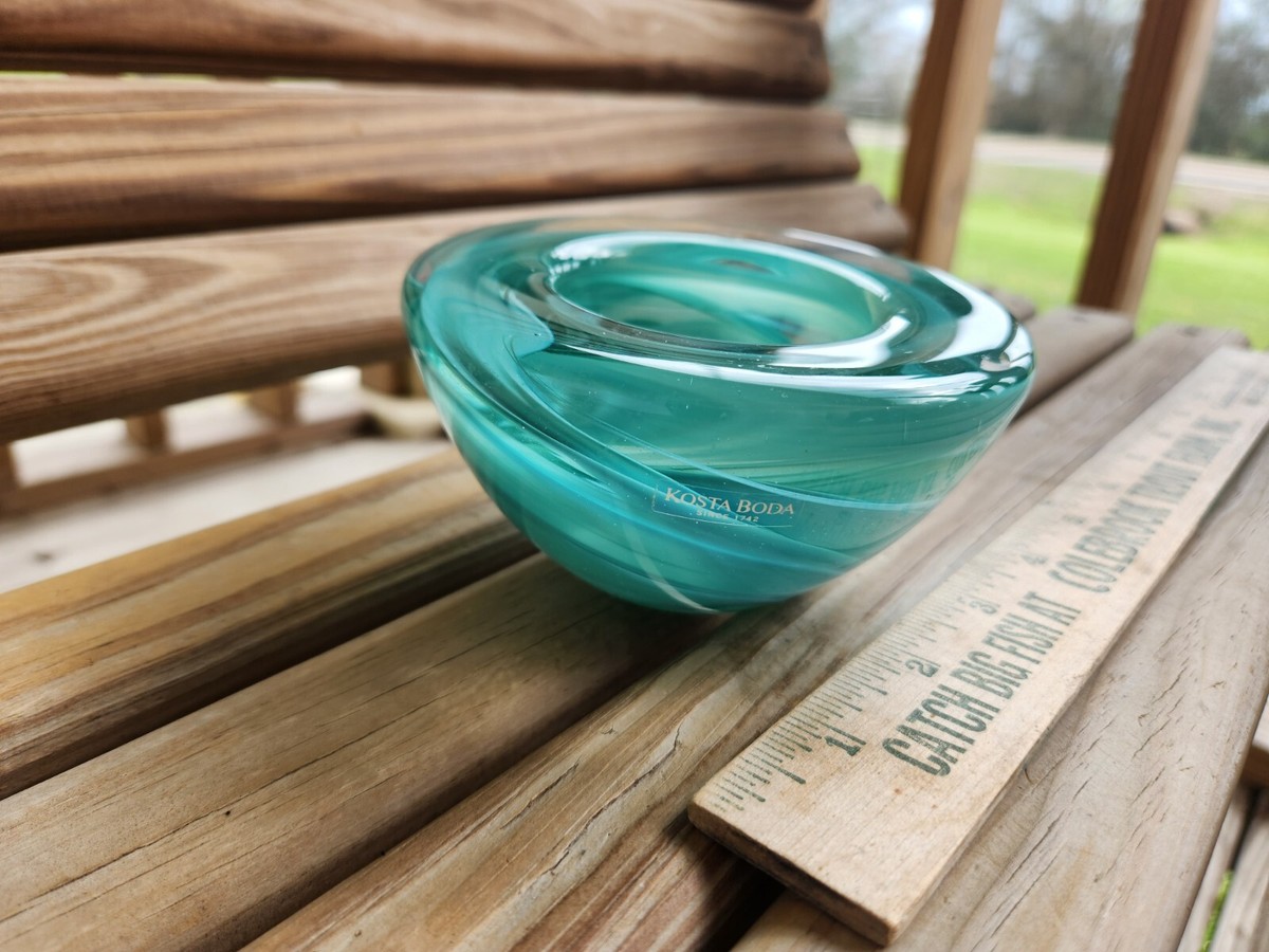 s新品SARGASSO GLASS BOWL | green VINTAGE Vintage Kosta Boda swirl Art Glass Green Blue Bowl | eBay
