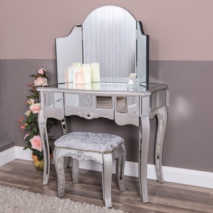 silver dressing table mirror with lights
