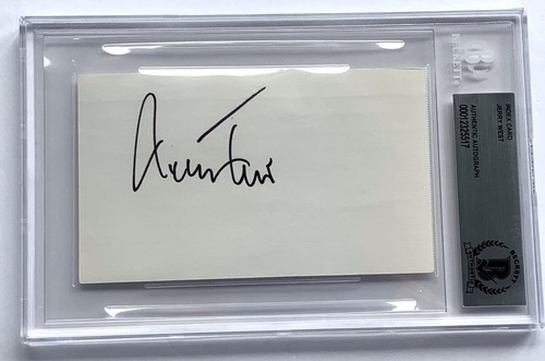 Jerry West signed index card la Lakers nba beckett coa slabbed - Picture 1 of 12