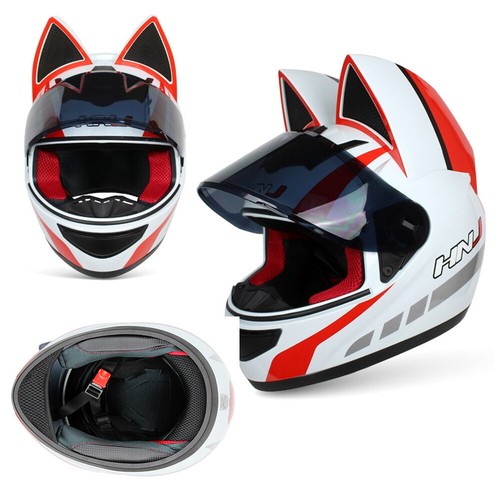 Women Motorcycle Helmet Removable Cat Ear Full Face Motocross Motorbike Helmets - Picture 6 of 16